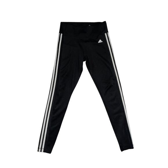 Adidas Women 3 stripe Leggings Running Yoga Athletic Pants Size Large Climalite - Picture 1 of 4